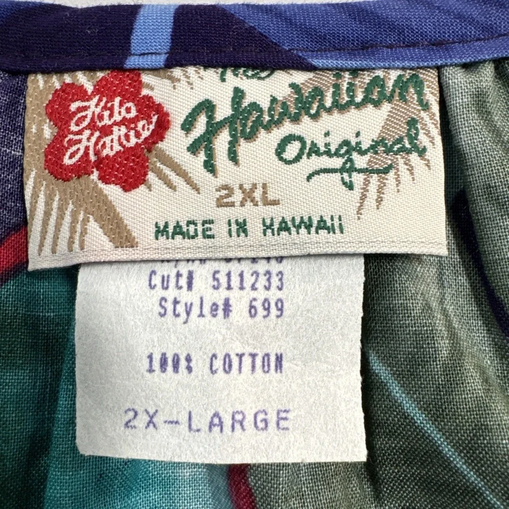 Hilo Hattie Hawaiian Muumuu Dress 2XL Cotton Tropical Floral Ruffle Vintage